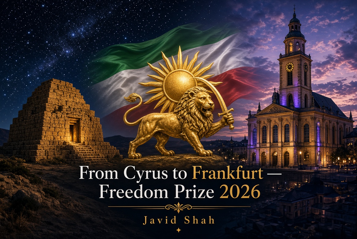 AzadiHQ's tweet photo. Cyrus Day is a reminder. 
Nov 7 is the next milestone.
If you’re in Europe, show up in Frankfurt. If you’re elsewhere, amplify.
The Iranian people are being recognized. Let’s make sure the message is louder than the regime’s noise.
Javid Shah. https://t.co/GRcTiNDEwf