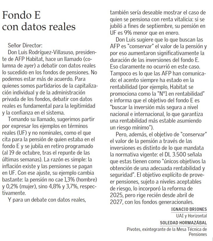 ignaciobriones_'s tweet photo. Para quienes somos partidarios de la capitalización individual y de la administración privada, debatir con datos reales es fundamental para la legitimidad y la confianza en el sistema.

Junto a S. Hormazábal carta respuesta a pdte de una AFP que llama a discutir con datos reales. https://t.co/7uJKiGVPFw