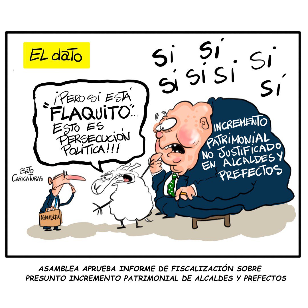 EcuElDato's tweet photo. #DatoCaricatura ¡ASAMBLEA APRUEBA INFORME DE FISCALIZACIÓN SOBRE PRESUNTO INCREMENTO PATRIMONIAL DE ALCALDES Y PREFECTOS!
👍 Síguenos en… 👉 @ElDatoEcua 👈
🔔 Activa la campanita de notificaciones.
🎨 Beto Caricatura
#eldato #eldatoec #politica #Ecuador https://t.co/oEX8FhAHbj
