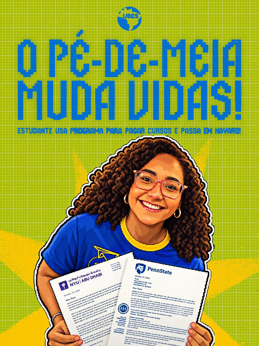 ubesoficial's tweet photo. O PÉ-DE-MEIA MUDA VIDAS E TRANSFORMA SONHOS EM REALIDADE! 💚

Aos 17 anos, Rute Conceição, estudante da rede pública do Ceará, conquistou aprovações em quatro universidades internacionais, incluindo Harvard e Cambridge! 

Filha de uma trabalhadora de serviços gerais, Rute utilizou os recursos economizados do programa Pé-de-Meia para investir em cursos preparatórios, aprender idiomas e custear as inscrições nas universidades.

A história de Rute mostra que, quando a educação pública recebe investimentos e a juventude tem oportunidades, nenhum sonho precisa ser grande demais!

O Pé-de-Meia é mais do que um incentivo financeiro: é uma política pública que abre portas, combate desigualdades e transforma o futuro de milhares de estudantes brasileiros.

VIVA A EDUCAÇÃO PÚBLICA! ✨
