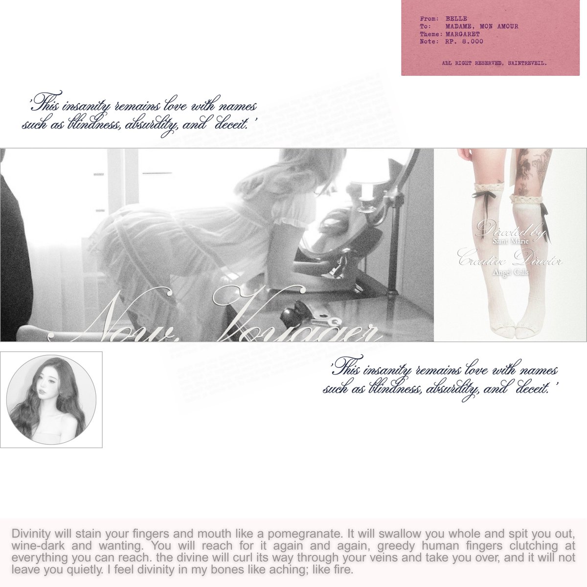 SaintreVeil's tweet photo. Repost would be so much appreciated. #zonauang 
Halo, aku bawa katalog terbaruku yang aku beri nama Roselune, Loveu, Margaret &amp; Serenity. Jika sekiranya ada kemiripan dengan ba lain, kindly to reach me out through dm ya. Danke! ♡ https://t.co/uZmmynpUU1