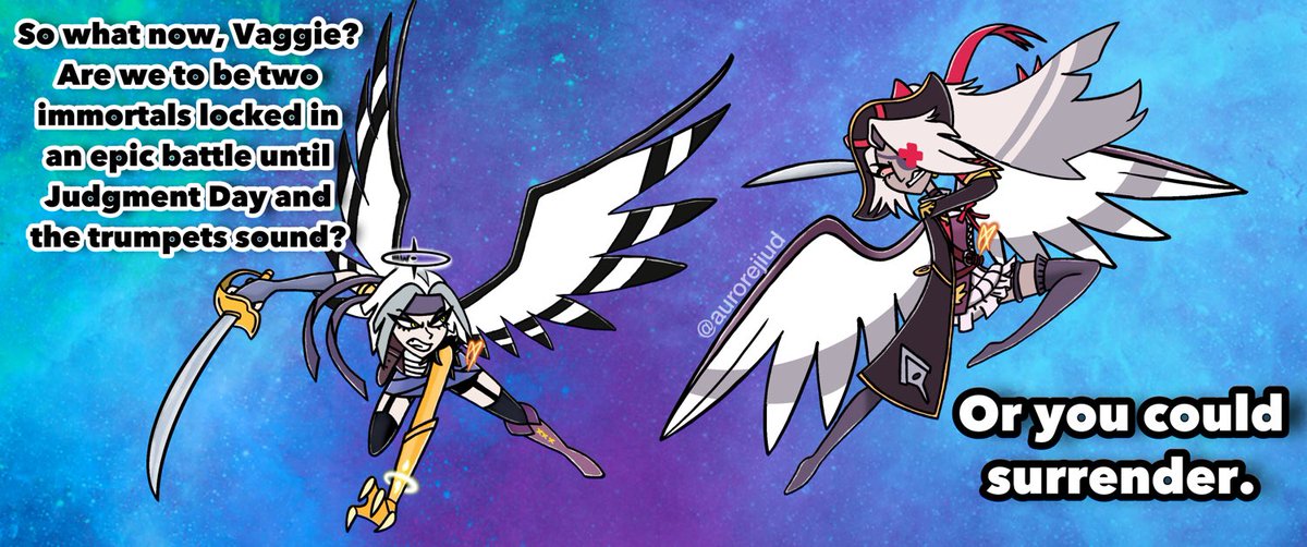 aurorejiud's tweet photo. It took me forever to draw this pirate #FallenWings fan art, but here it is at last! Better late than never 🥲

RT if you get the reference. It fits them SO WELL 🤧 #HazbinHotel https://t.co/owq3svWDFv