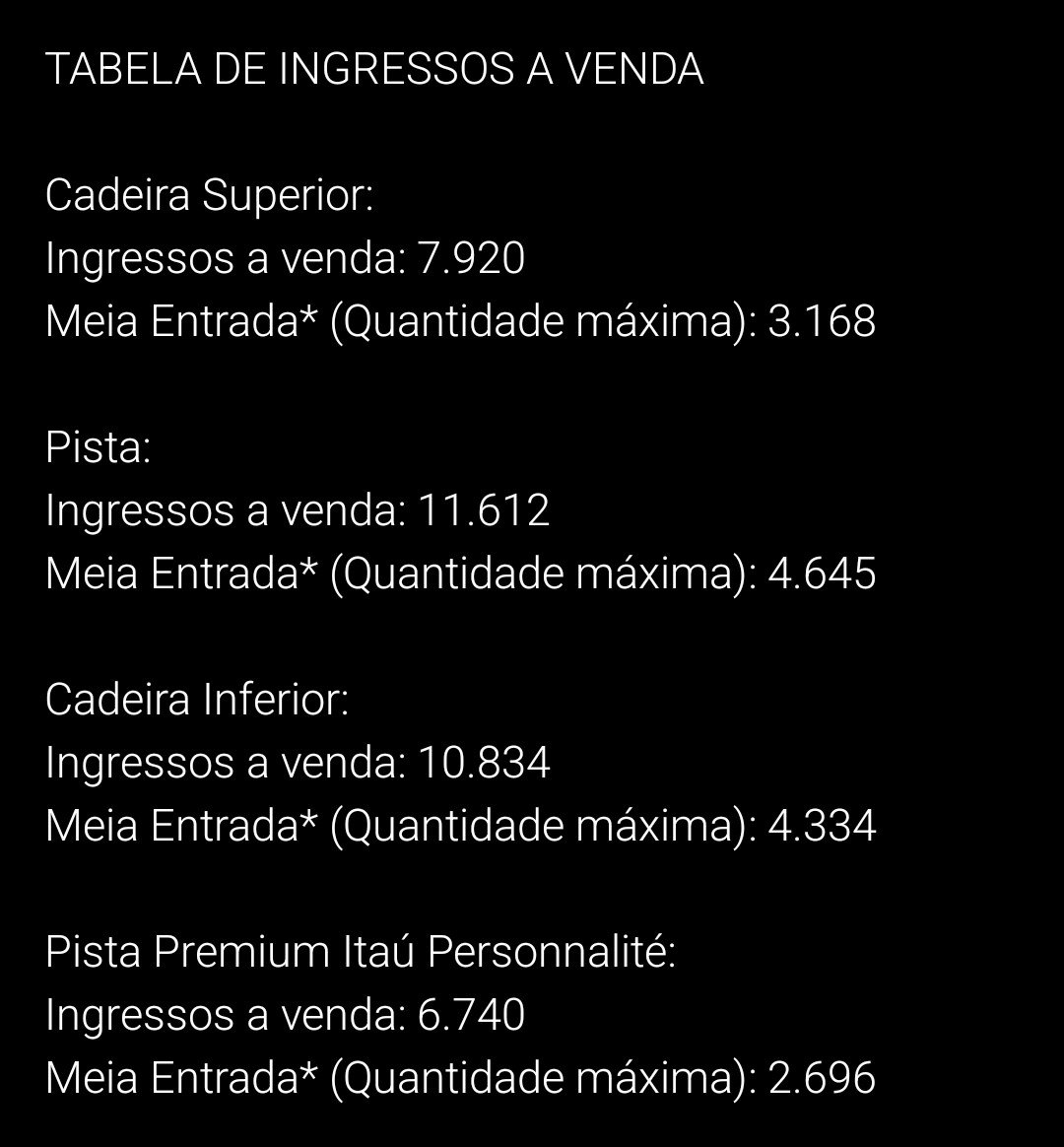 _SimplePlanBR's tweet photo. Tabela de ingressos a venda de cada cidade 👇🏼 https://t.co/62wK1BgsLU