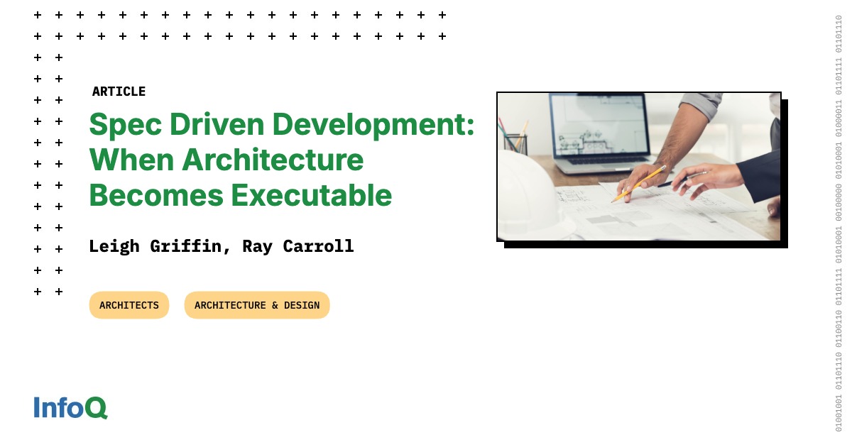 InfoQ's tweet photo. Spec-Driven Development (#SDD) elevates specifications to executable system truth. Architecture becomes enforceable through continuous validation, while AI-powered generation materializes intent into code.
#InfoQ article ⇨ https://t.co/o1JhUepCH5
#SoftwareArchitecture https://t.co/QiA2X8HIf7