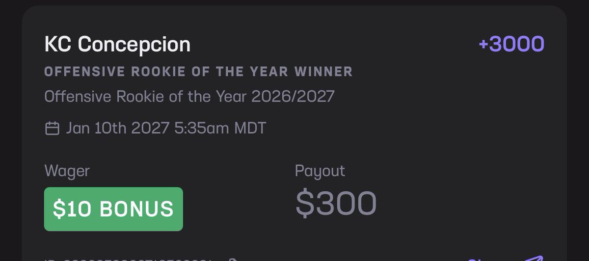 SpacedOutBets's tweet photo. KC is breaking out at the right time. Hopefully he keeps it up and this ticket has life come the final weeks! https://t.co/UW197GXcpa