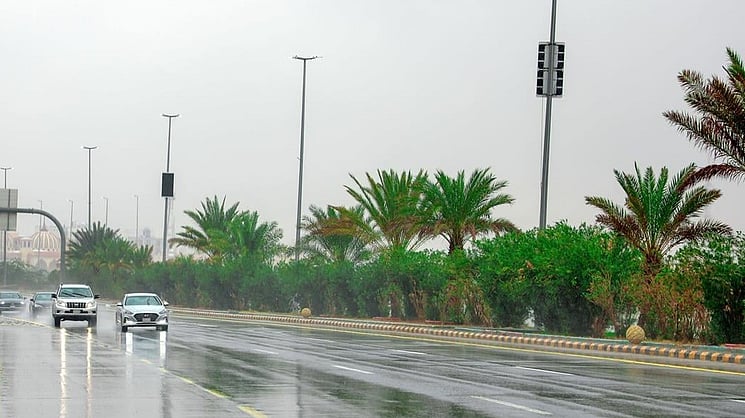 البيئة ترصد أمطارًا على 8 مناطق خلال 24 ساعة. القصيم الأعلى: 66.5 ملم في عنيزة. أمطار شملت الرياض ومكة والمدينة والشرقية. حائل سجّلت 25.5 ملم. الرصد عبر 75 محطة هيدرولوجية ومناخية 