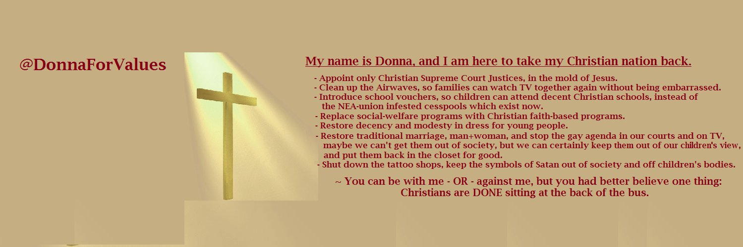 DonnaForValues's profile banner image
