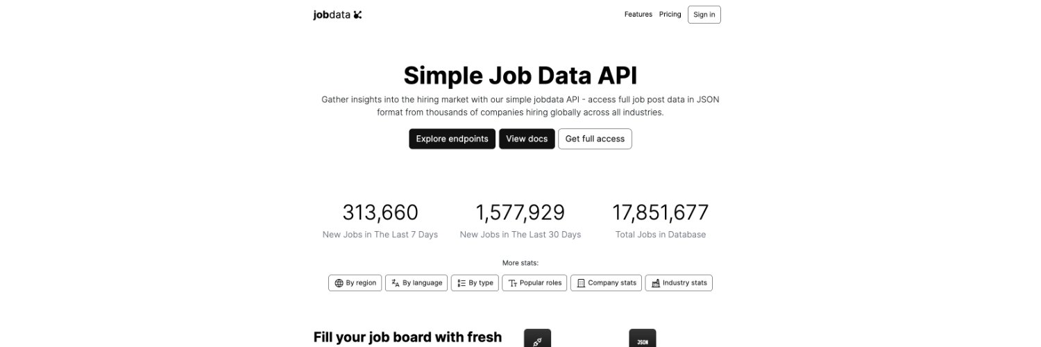 jobdata API banner