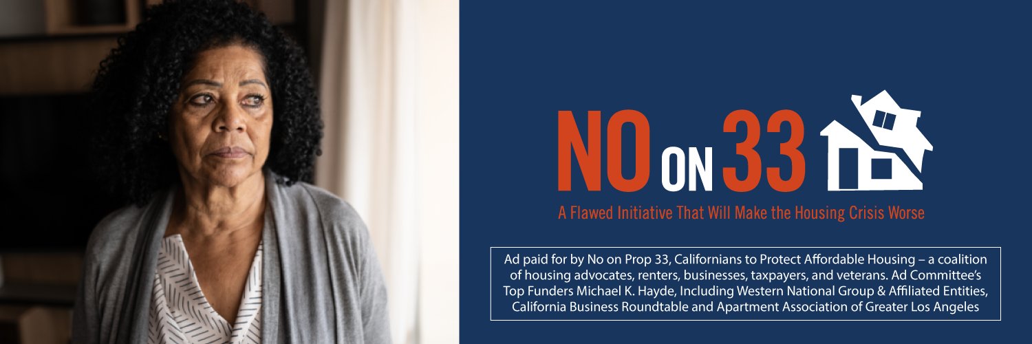 No on Prop 33 banner