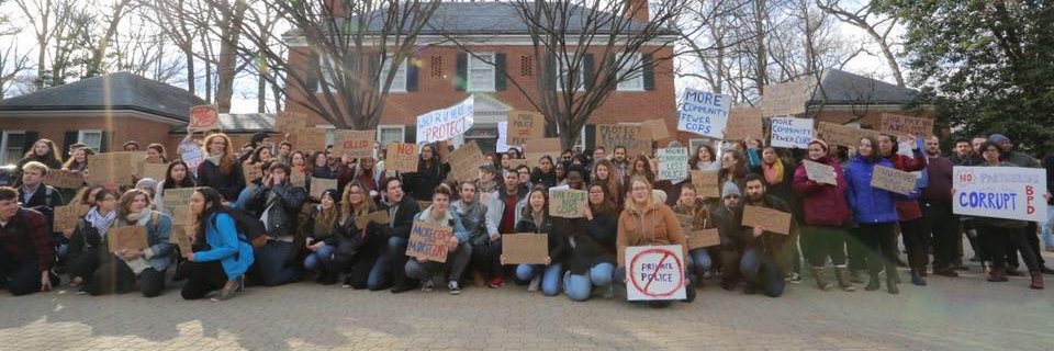 Students Against Private Police banner