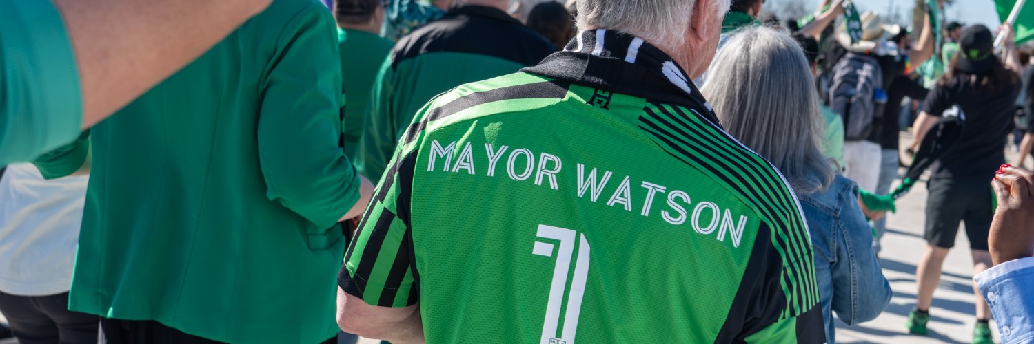 Mayor Kirk Watson's banner