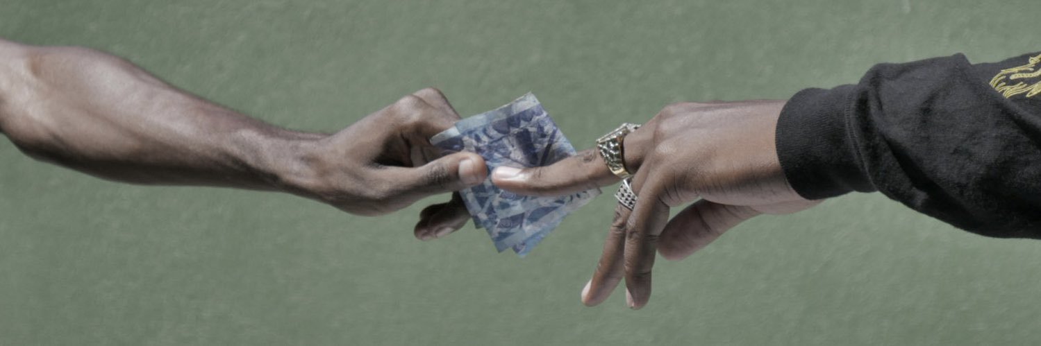 a black bean burger w/ fries banner