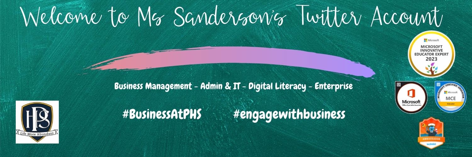 Ms Sanderson - Business Ed., Perth High School banner