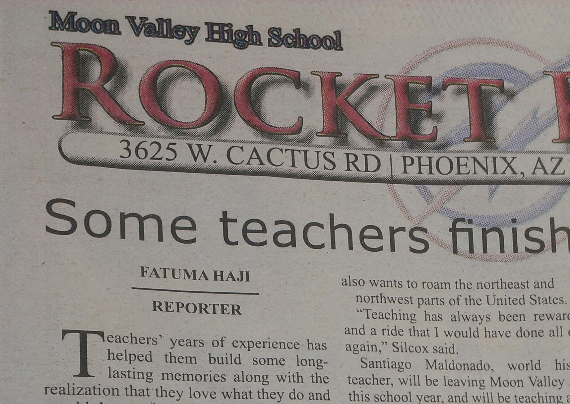 MVHS Rocket Reporter banner
