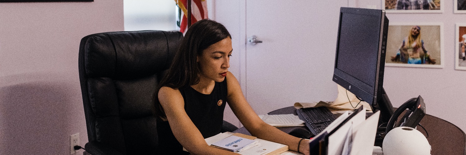 Rep. Alexandria Ocasio-Cortez's banner