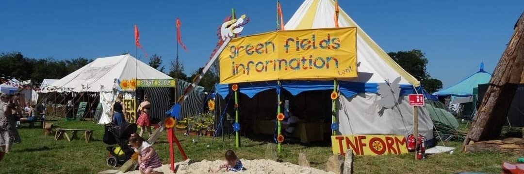 Glastonbury Green Fields Information banner