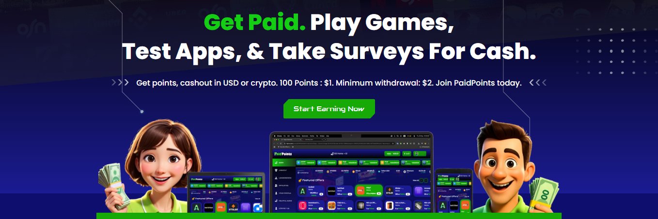 PaidPoints.com: Play Games & Take Surveys For Cash banner