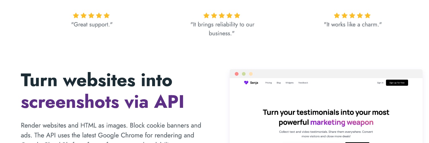 Screenshot API banner