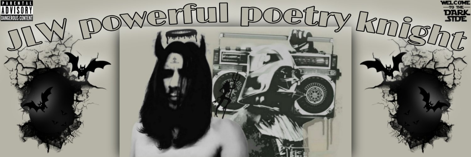 JLW powerful poetry knight banner