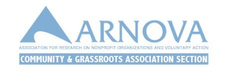ARNOVA Community & Grassroots Associations Section banner