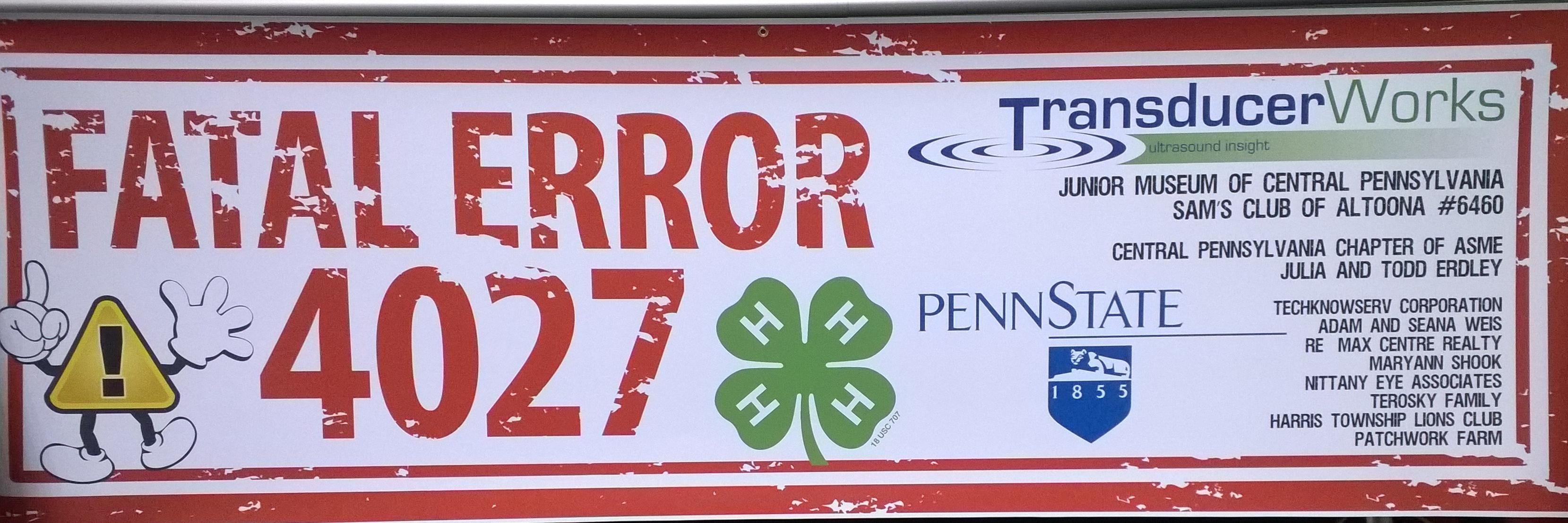 4-H Fatal Error 4027 banner