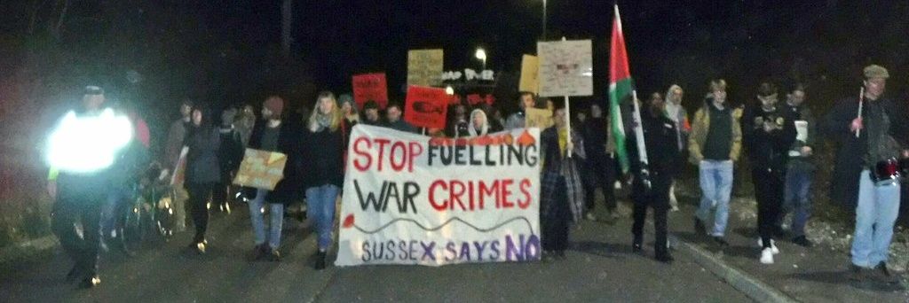 Brighton Against The Arms Trade banner