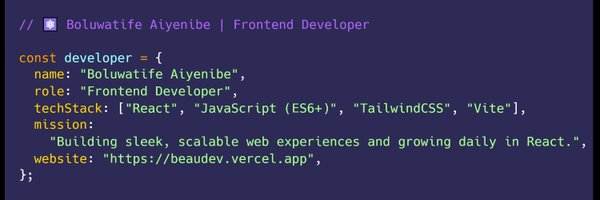 BoluwatifeReact Profile Banner