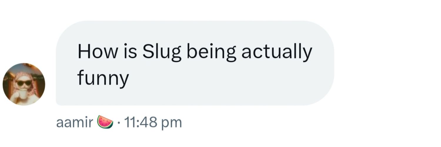 Slug is having a gay crisis banner