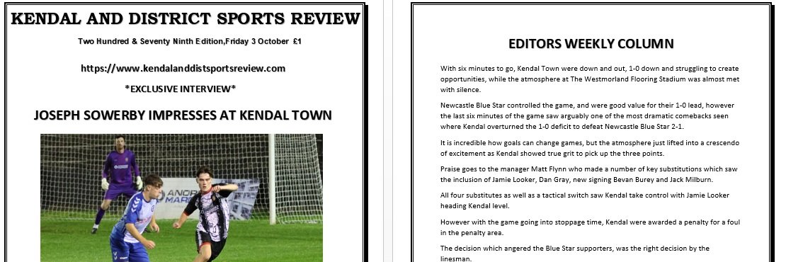 Kendal & District Sports Review banner