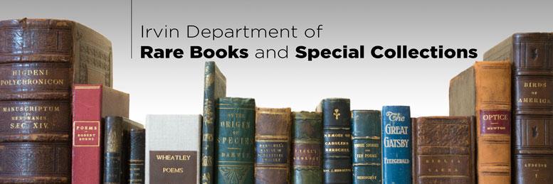 The Irvin Dept of Rare Books & Special Collections banner