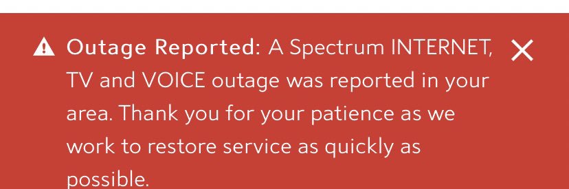 Spectrum Outage (no affiliation with Spectrum) banner