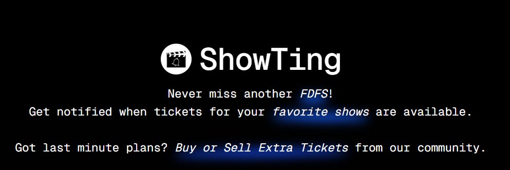 showting.in - Tickets wait for no one! banner