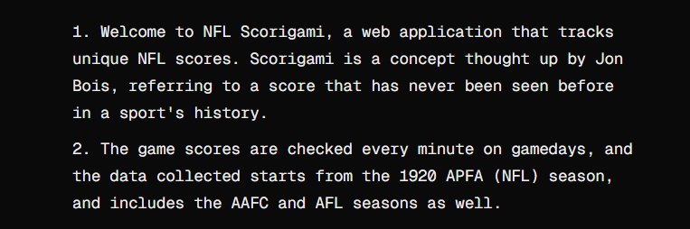 NFL Scorigami banner