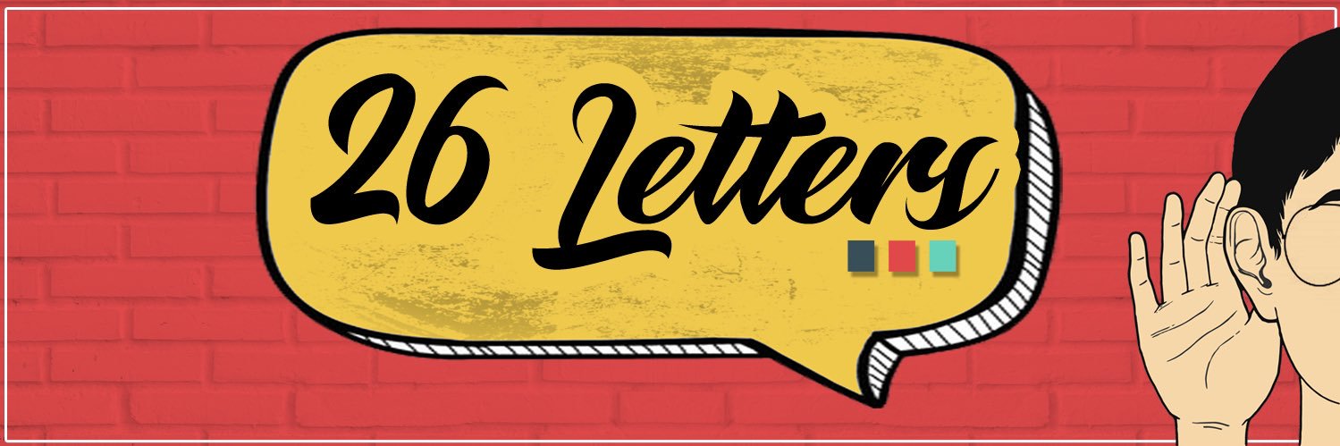 26 Letters Podcast banner