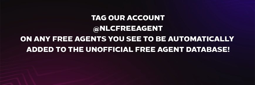 TAG US TO BE ADDED TO THE NLC FREE AGENT DATABASE! banner