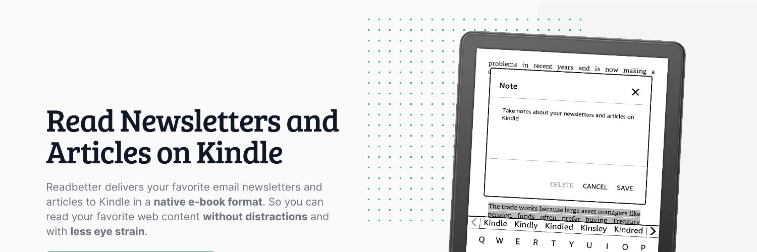 Readbetter - read newsletters on your Kindle banner
