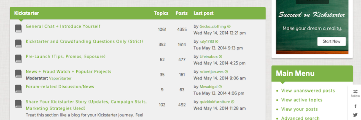 Kickstarter Forum banner