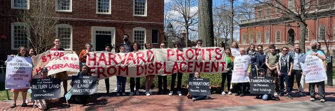 Stop Harvard Land Grabs banner