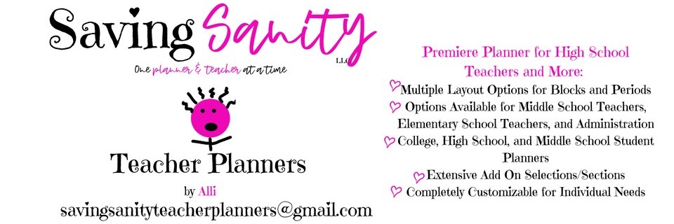 Saving Sanity Teacher Planners, LLC. banner