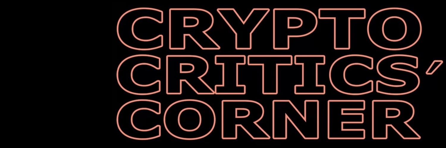 Crypto Critics' Corner banner