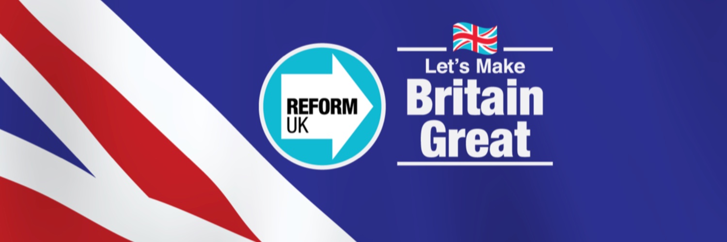 Richard Barker - Reform UK Chairman, Woking Branch's banner
