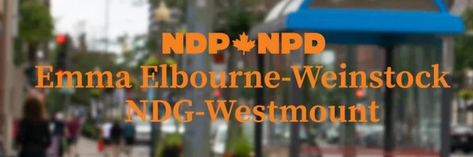 Emma Elbourne NDG NDP banner