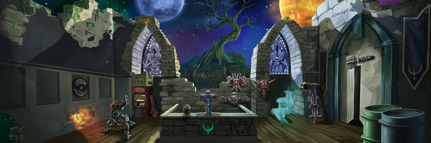 The QUAKE PUB's banner
