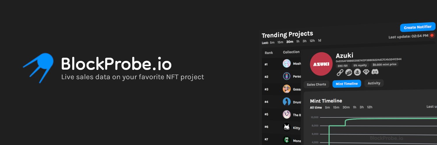 BlockProbe.io - Live NFT tracking banner