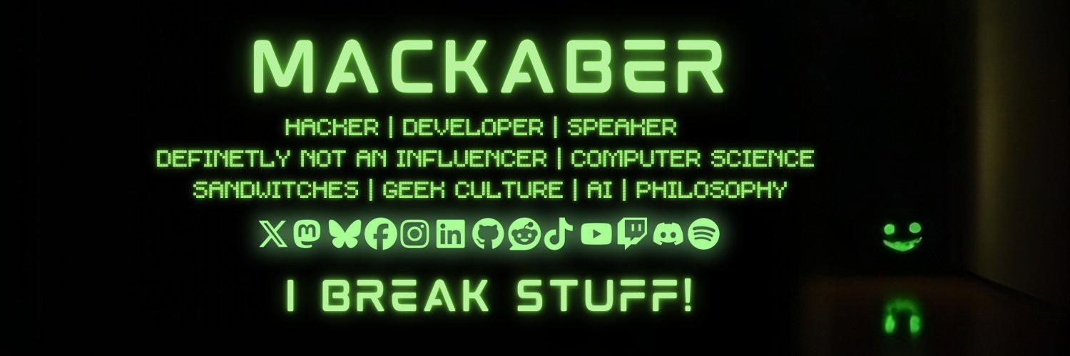Mackaber (mstdn.social, bsky.social, threads.net) banner