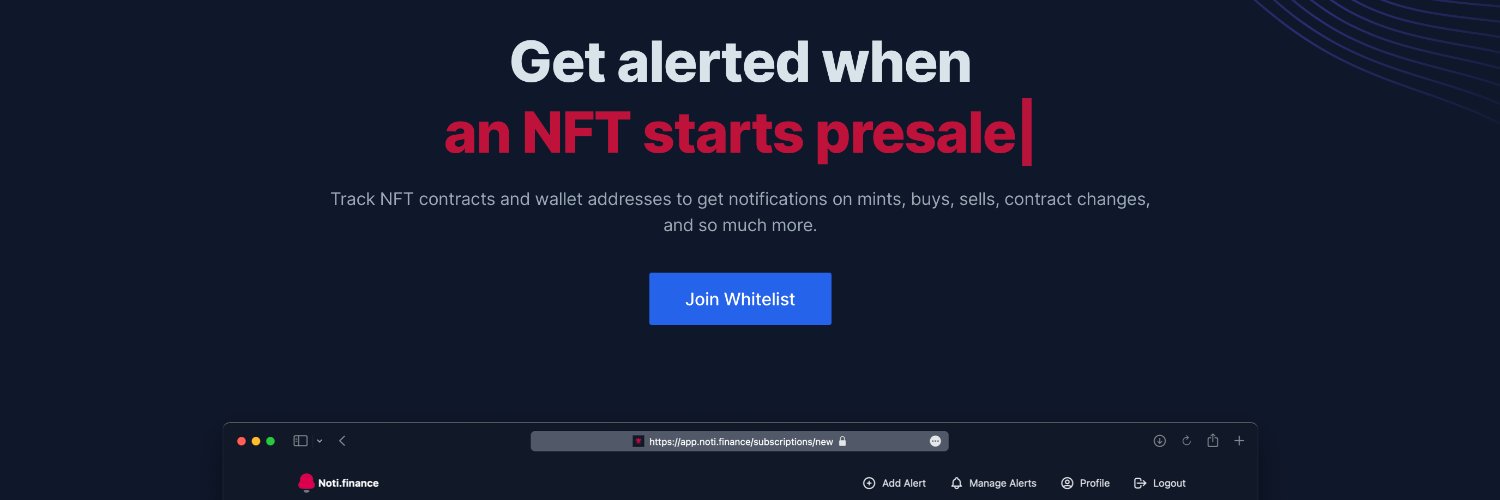 noti.finance - Custom NFT Whale Alerts banner