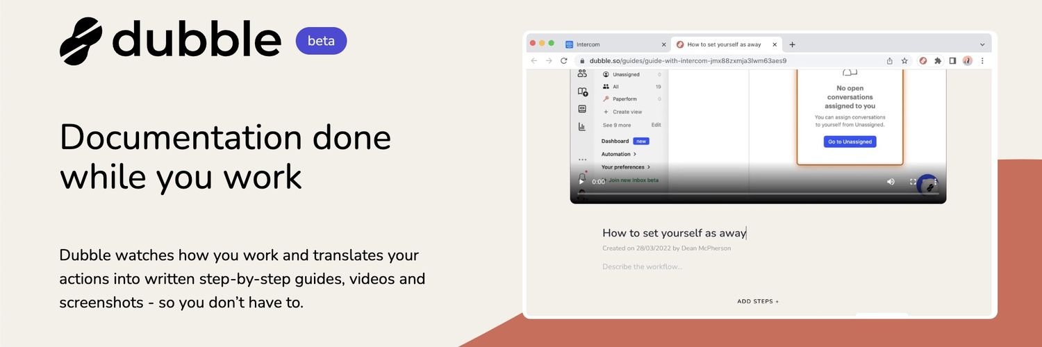 Dubble - never write docs again banner