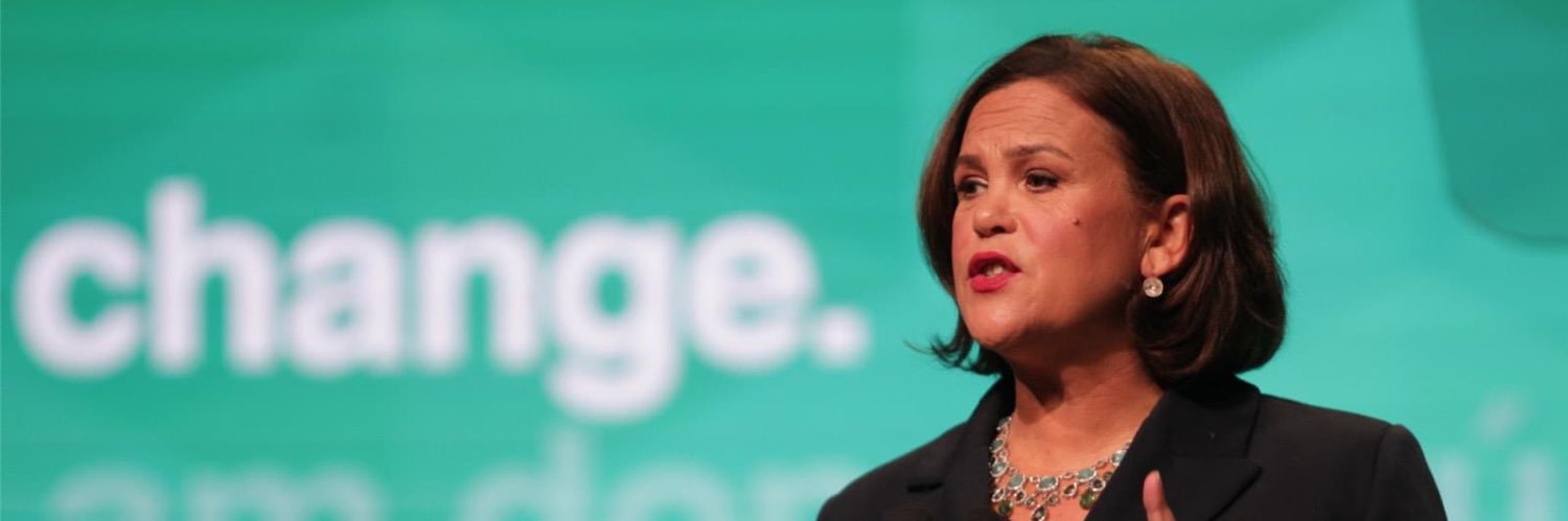 Mary Lou McDonald's banner
