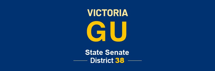 RI State Senator Victoria Gu, District 38 banner