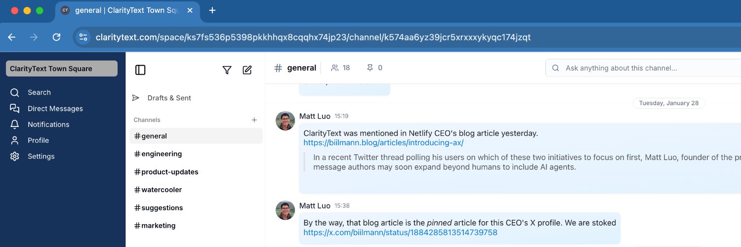 Matt Luo ClarityText AI💪 chat communities for biz's banner